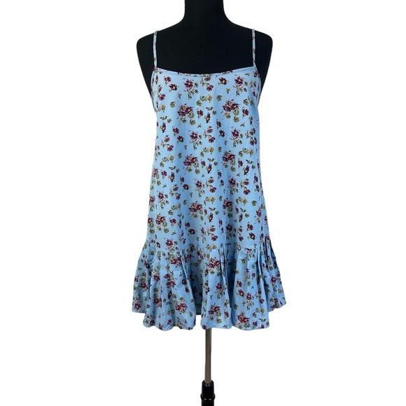 Urban Outfitters Camille Mini Dress S Blue Sleeveless Floral - Picture 3 of 13